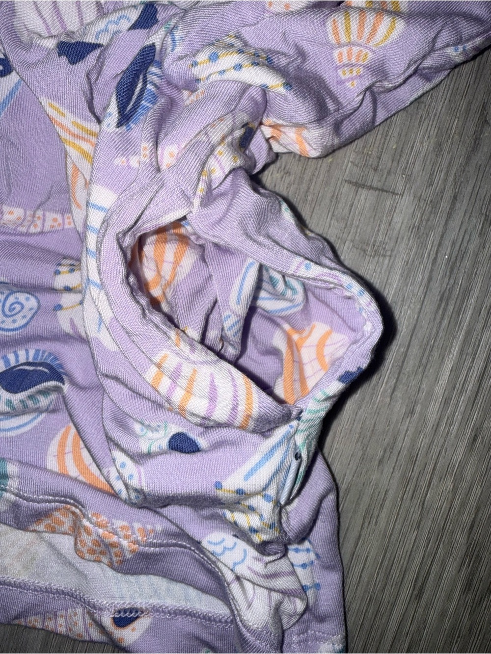 Little Sleepies Lavender Shell-Print One-Piece Romper - Picture 4 of 4